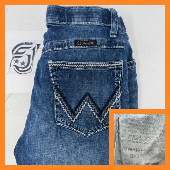 Wrangler Willow Girls Ultimate Riding Jeans Denim Embroidered Pockets Size 9x34 - Picture 1 of 8